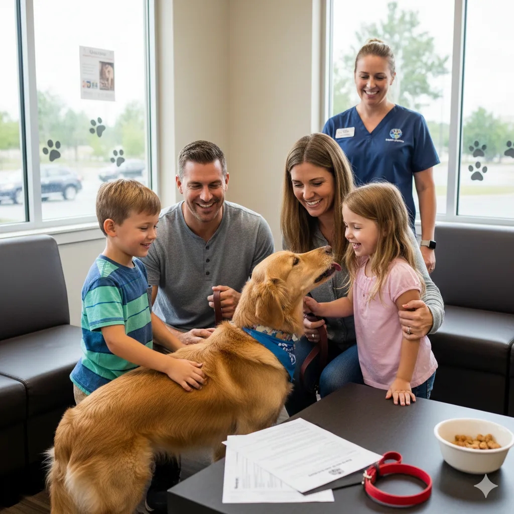 Family adopting a dog at Wild Rivers Animal Rescue